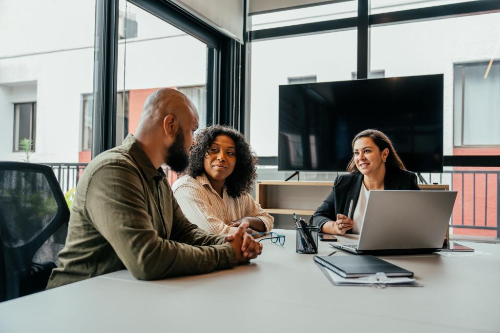 Financial adviser consulting with clients